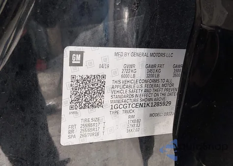 2019 Chevrolet Colorado Lt из США, поврежденный, VIN 1GCGTCEN1K1285929